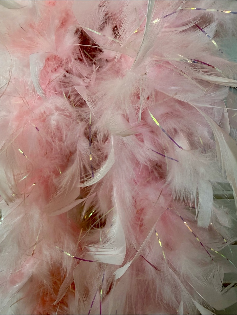 Pink Feather Boa * Shiny Tinsel * Costume Accessory